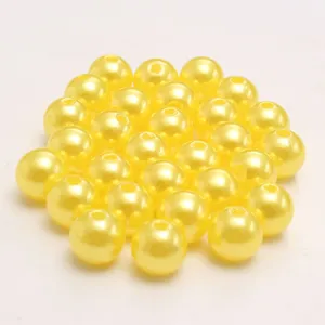 Perles d'imitation ABS jaunes perles rondes en vrac pour la fabrication de bijoux DIY