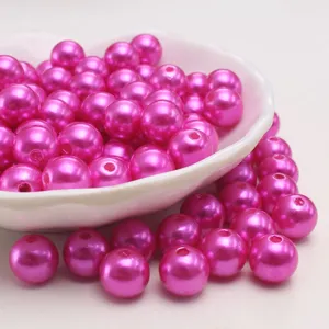 Perles de Perles Artificielles ABS Rose Rouge Perles Vrac Rondes pour Fabrication de Bijoux Artisanat DIY Accessoires de Bracelet et Collier
