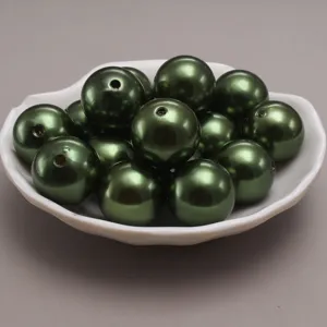 Perles en plastique ABS vert olive, perles en vrac DIY à trou droit pour la fabrication de bijoux.