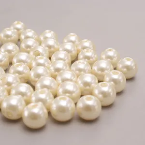 ABS Kunststoff Perlen Imitation dunkelbeige lose Bastelperlen fuer DIY Schmuck Detail Ansicht