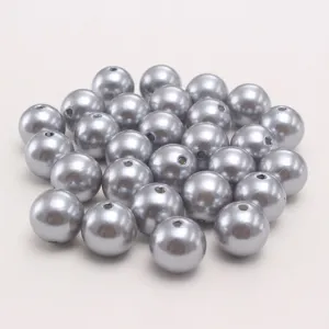 Silbergraue ABS Kunststoff Perlen Imitation Perlen Gerade Loch DIY Schmuck Zubehoer
