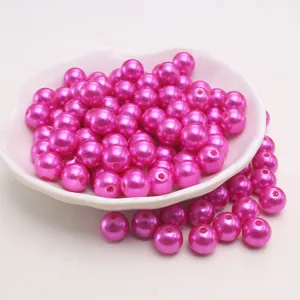 Perles d'imitation en plastique ABS rose vif pour travaux manuels DIY et fabrication de bijoux.