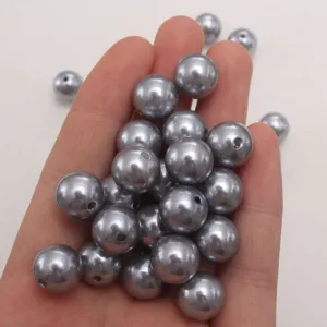 Silbergraue ABS Kunststoff Perlen Kunstperlen lose Perlen fuer DIY Basteln 6-30mm
