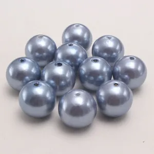Perle di imitazione in plastica ABS blu denim perle sfuse foro dritto per gioielli fai da te