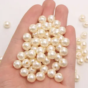 ABS Kunststoff Perlenimitation dunkelbeige lose Perlen für DIY Schmuckherstellung.