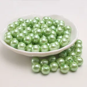 Grass green ABS plastic imitation pearls, loose craft beads for DIY jewelry making items.