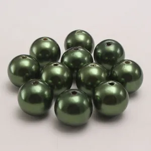 Perles Imitation Perle en Plastique ABS Vert Olive Perles Rondes Vrac Pour Fabrication de Bijoux DIY Accessoires Artisanat