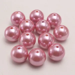 6-30mm ABS Kunststoff Perlen hell altrosa runde lose Perlen fuer DIY Schmuckherstellung