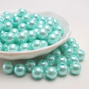 Perline di Perle Imitate in Plastica ABS Verde Menta Perline Sfuse Rotonde per la Creazione di Gioielli Design Artigianale Fai da Te