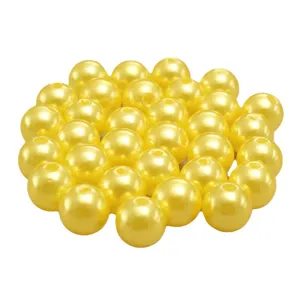 Perles imitation perle plastique ABS jaunes rondes en vrac pour fabrication bijoux vue principale