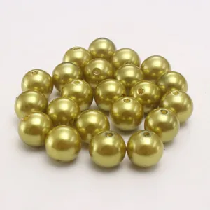Olijfgele ABS kunststof imitatie parel kralen detailweergave, ideaal voor DIY sieraden maken.