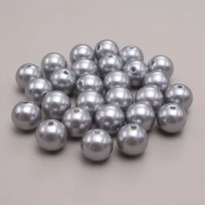 Graue ABS Kunststoff Perlen Imitation, lose Perlen mit geradem Loch für DIY Schmuck.