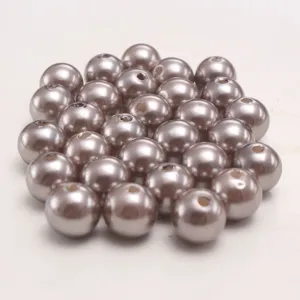 Perline di perle imitazione ABS color caffè fumo sfuse per creazione gioielli fai da te.