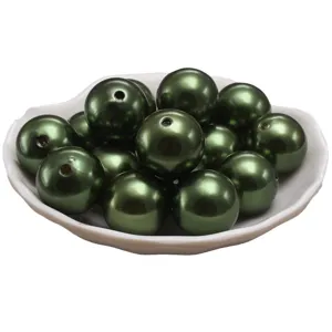 Perles Imitation Perle ABS Vert Olive 6-30mm Perles Vrac pour Fabrication Bijoux DIY