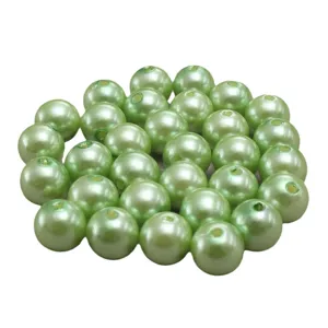 Green ABS plastic imitation pearl beads for DIY jewelry making, loose round craft main
