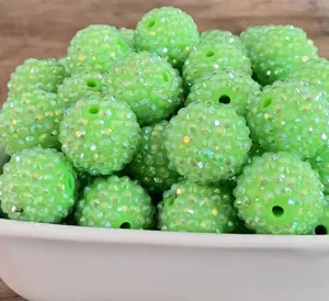 10-22MM resin rhinestone beads neon light green AB crystal chunky beads DIY craft making supplies