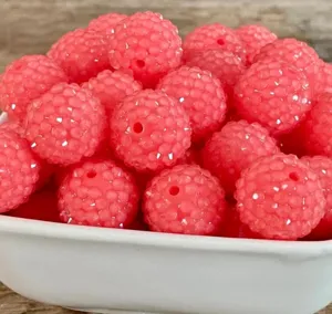 Watermelon red resin rhinestone bubble chunky beads for DIY crafts and jewelry making design