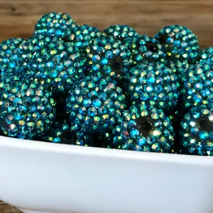 Resin Rhinestone Beads Chunky Bubblegum Beads Sparkling Crystal Ball Loose Beads For DIY Jewelry Making Crafts