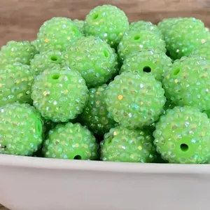 Fluorescent Light Green AB Rhinestone Resin Chunky Beads DIY Loose Beads Handmade Jewelry Making Accessories