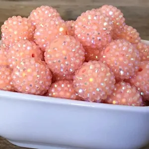 DIY Resin Rhinestone Beads Jelly Pink AB Colorful Drill Ball Chunky Beads Loose Beads For Jewelry Making Craft