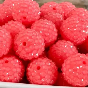 10-22mm Watermelon Red Resin Rhinestone Chunky Beads Transparent DIY Craft Loose Beads