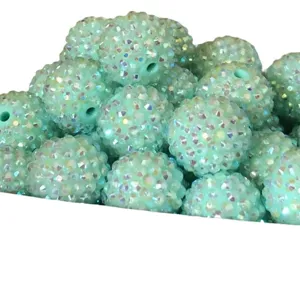 Perline in resina strass AB verde menta chunky per creazione di gioielli fai da te