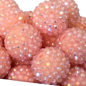 20mm chunky resin rhinestone bubblegum beads pink ab crystal loose beads for diy jewelry making