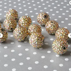 Resin Rhinestone Beads Chunky Bubblegum Beads Sparkling Crystal Ball Beads For DIY Jewelry Making Craft Accessories