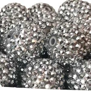 Silver rhinestone beads chunky resin crystal disco ball charms for DIY jewelry making 10-22mm