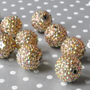 Resin rhinestone chunky beads sparkling champagne AB drill craft DIY jewelry making