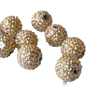 10-22mm resin rhinestone chunky beads, champagne AB crystal bubble gumball beads for DIY jewelry.