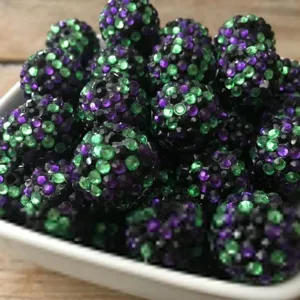 Cuentas de Bola de Diamantes de Imitación de Resina Gruesa de Halloween Cuentas Sueltas Coloridas Accesorios de Manualidades DIY para Hacer Joyas