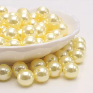 ABS Plastic Imitation Pearl Beads Creamy Beige Round Loose Beads For DIY Jewelry Making And Craft Projects
