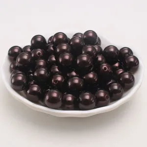 Cuentas de perlas de imitación ABS marrón oscuro 6-30mm abalorios sueltos para hacer joyas DIY