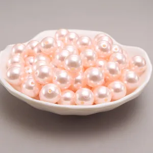 Perles d'imitation en plastique ABS rose perles en vrac trou direct bricolage art