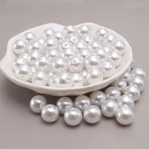 Perles en plastique ABS imitation perle, blanc pur, idéal pour loisirs créatifs DIY.