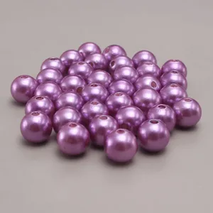 Purple ABS plastic imitation pearl beads, loose craft beads with hole for DIY jewelry making.