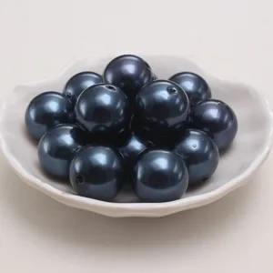 Dark blue ABS plastic imitation pearl loose beads for DIY jewelry making and crafts.