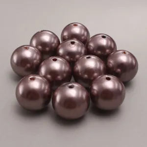 Perles imitation perle ABS marron doré vue détaillée, perles rondes en vrac pour loisirs créatifs.