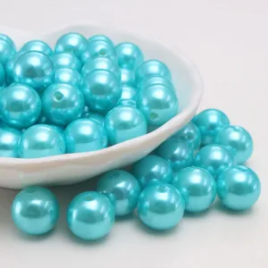 Seenblau ABS Kunststoff Künstliche Perle Perlen Runde Lose Perlen Für DIY Schmuck Herstellung Und Handwerk Design Zubehör