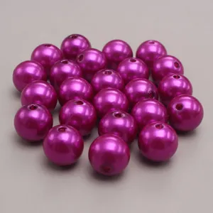 Perles rondes d'imitation en plastique ABS rose fonce pour la fabrication de bijoux DIY