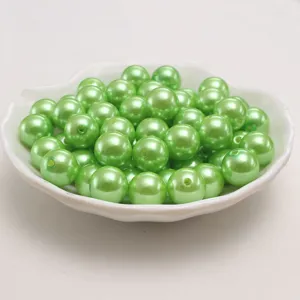 Perles d'imitation ABS vert pomme, perles rondes en vrac de 6-30mm pour la fabrication de bijoux.