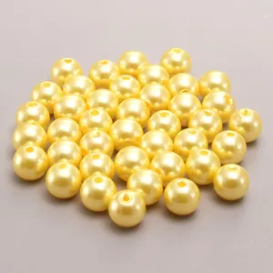 Cuentas sueltas de perlas de imitación de plástico ABS amarillo oscuro 6-30mm para DIY.
