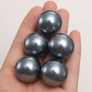 Dark gray ABS plastic imitation pearl beads for DIY crafts, loose round craft pearls.