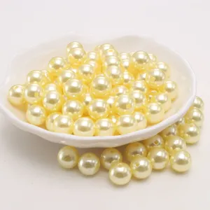 ABS plastic imitation pearl beads cream beige loose DIY craft jewelry making accessories