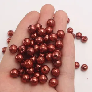 ABS Perlen künstliche Perlen rot kaffee Farbe runde lose Perlen für DIY Schmuck Detailansicht