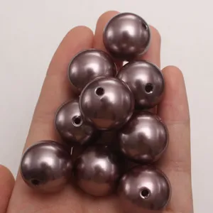 Perles d'imitation en plastique ABS marron doré, perles rondes en vrac avec trou pour bijoux DIY.
