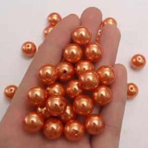 Orangene ABS Perlen Imitation lose Perlen, 6-30mm runde gebohrte DIY Bastelperlen Detail.