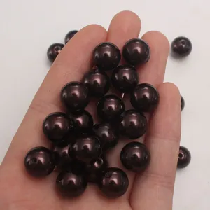 Cuentas de perlas de imitación ABS café oscuro, cuentas redondas para joyería de bricolaje.