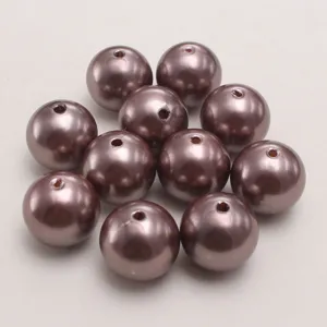 Perles en vrac imitation perle plastique ABS café doré pour fabrication de bijoux et loisirs créatifs.